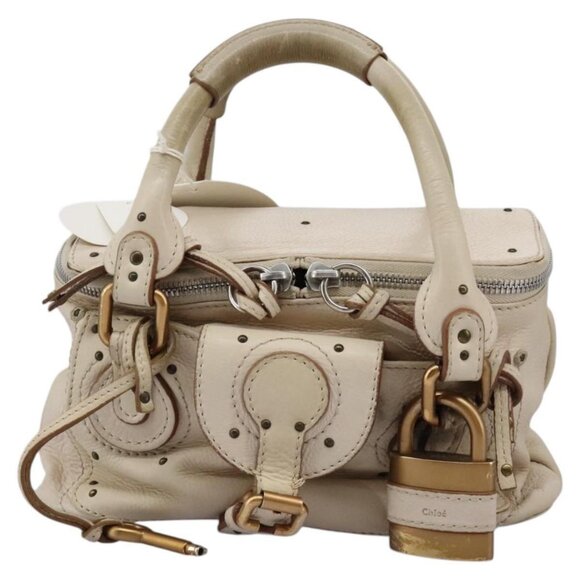 Chloe Paddington Hand Bag Leather Beige Silver - Picture 12 of 15